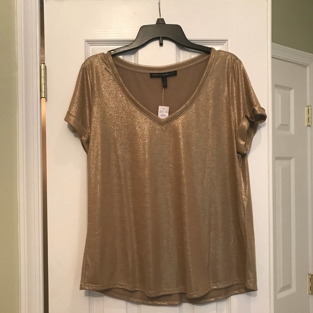 White House Black Market Gold Metallic soft top
